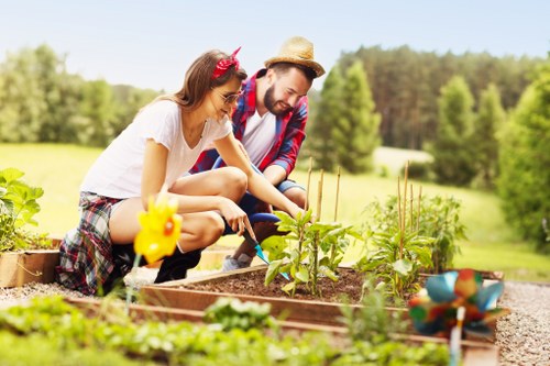 Safe rubbish sorting and garden waste removal during a landscaping project