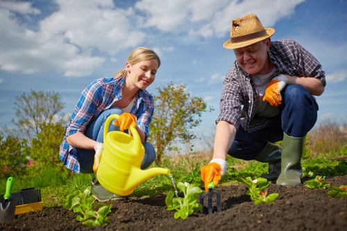 Low-carbon van collecting landscaping waste for recycling